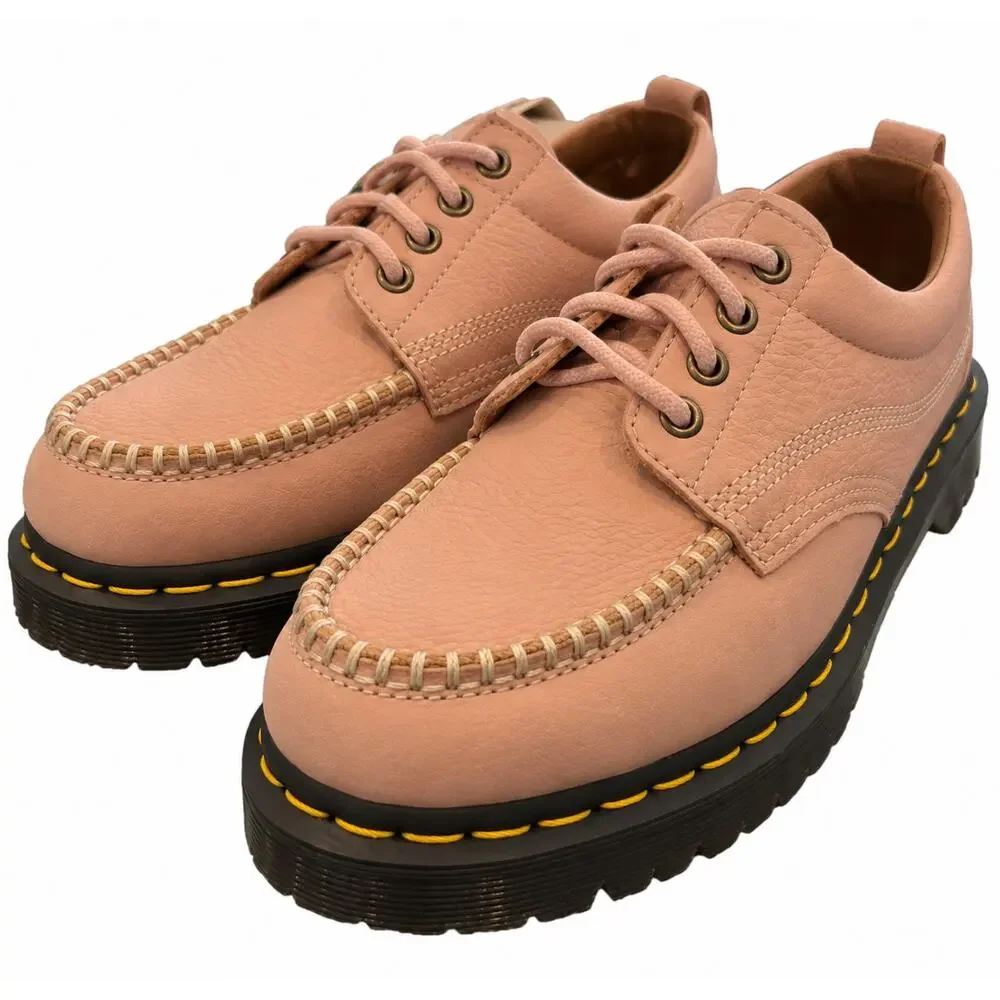 Dr. Martens Lowell Lace-Up Shoes Women 9 Pink Nubuck Leather Moc Toe Casual NWOB
